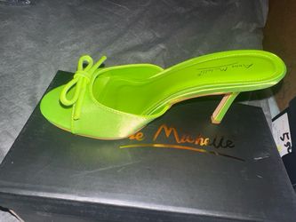 Female lime color low heels
