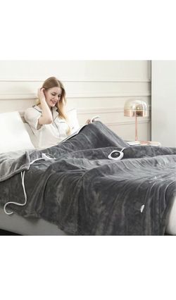 Electric Blanket Queen Size Dual Control, Heated Blanket with 1-12H Timer Auto-Off & 10 Heating Levels, Fast Heating Blanket Machine Washable, Home Of