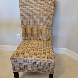 Rattan Wicker Parsons Style Dining Chairs