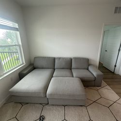 Light Grey Sofa Couch with Ottoman 