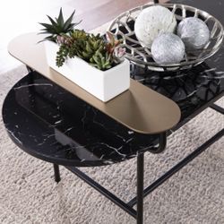 Brand New Faux Marble Oval Coffee Table 
