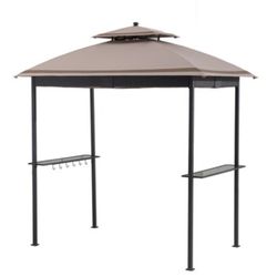 Sunjoy 5ft x8 ft Rectangle brown metal polyester Roof Grill gazebo
