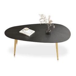 Back to school Offer Limited！Modern Oval Wood Gray Walnut 50.7-in W x 16.77-in H Coffee Table