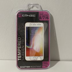Aconic IPhone 8®, 7®, or 6® tempered glass screen protector shatter resistant 9H
