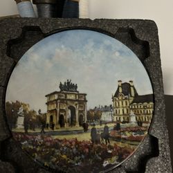 Vintage Limoges Plate:  Le Jardin Des Tuileries Et L'Arc De Triomphe Du Carrousel 