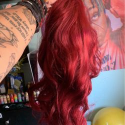 Wine red wig