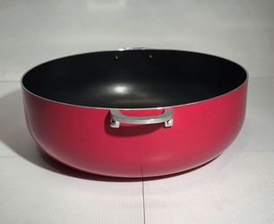 LARGE Red aluminum INFUSE Asian family cooker or caldero with a black nonstick interior. 15" x 5"
