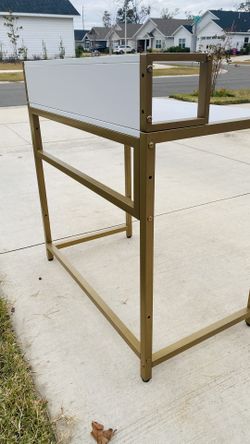 Wood and Gold Metal Desk w/Matching Bookcase