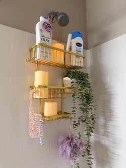 Gold Over the Shower Head Shower Caddy