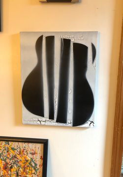 Guitar Art No. 1- Sprayed abstract - 16 x 20 stretched canvas - One of a Kind! Price Reduced!