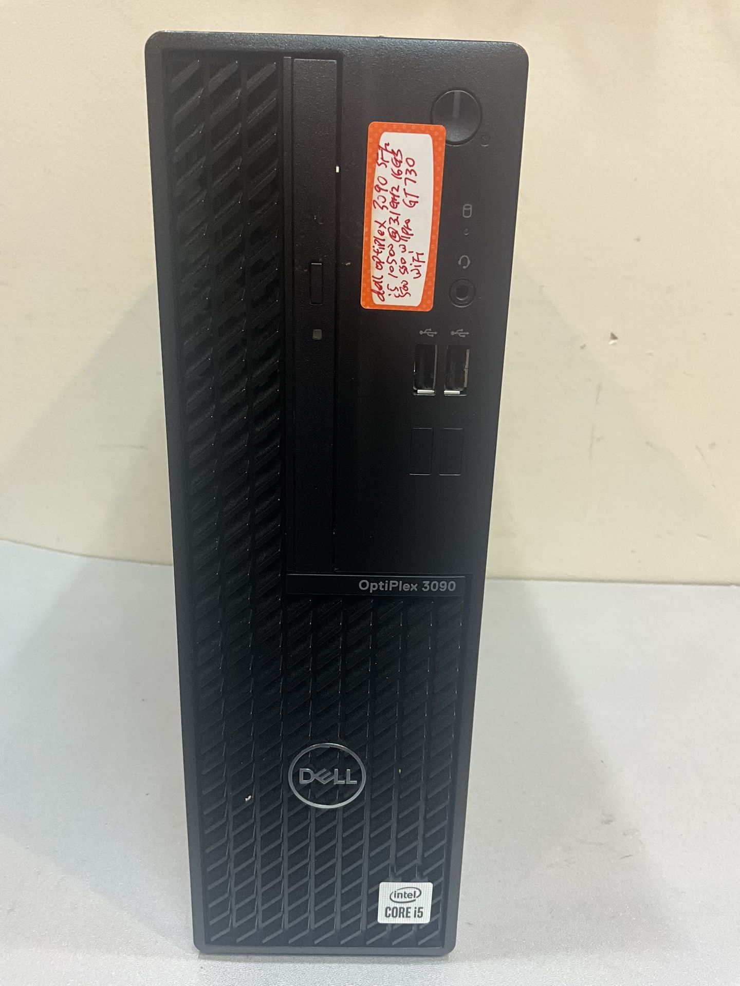 Dell Optiplex 3090 SFF i5-10500 3.10GHz 16GB RAM 500GB SSD Win 11 Pro WiFi. With NVIDIA GEForce Gt730 This has some scratches dent wear from norma