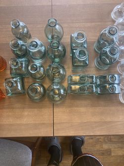 Green tinted bud vases (19x)