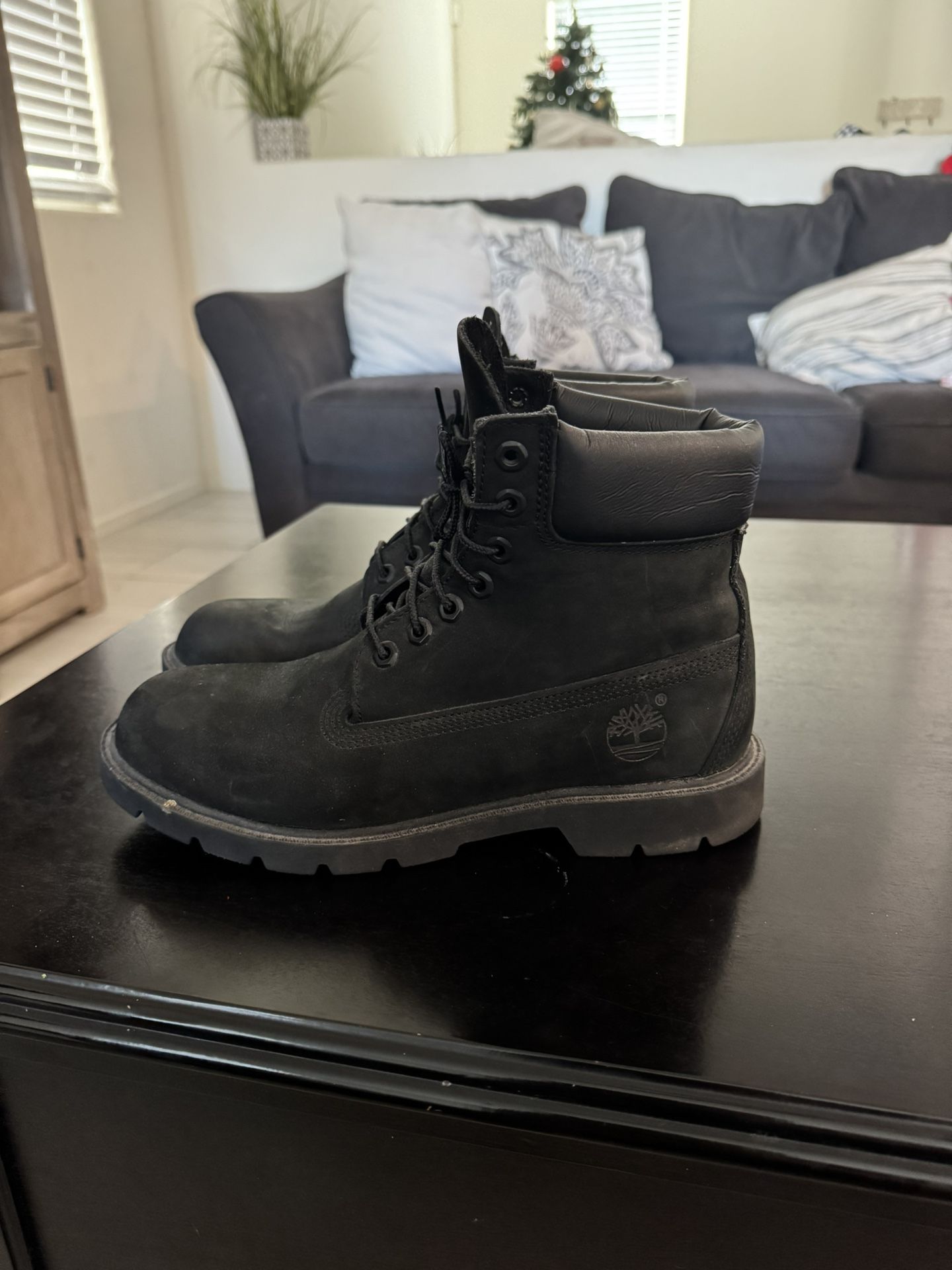 Timberland Men's 6 inch basic Boot Black Nubuck padded collar 19039 Size 8.5