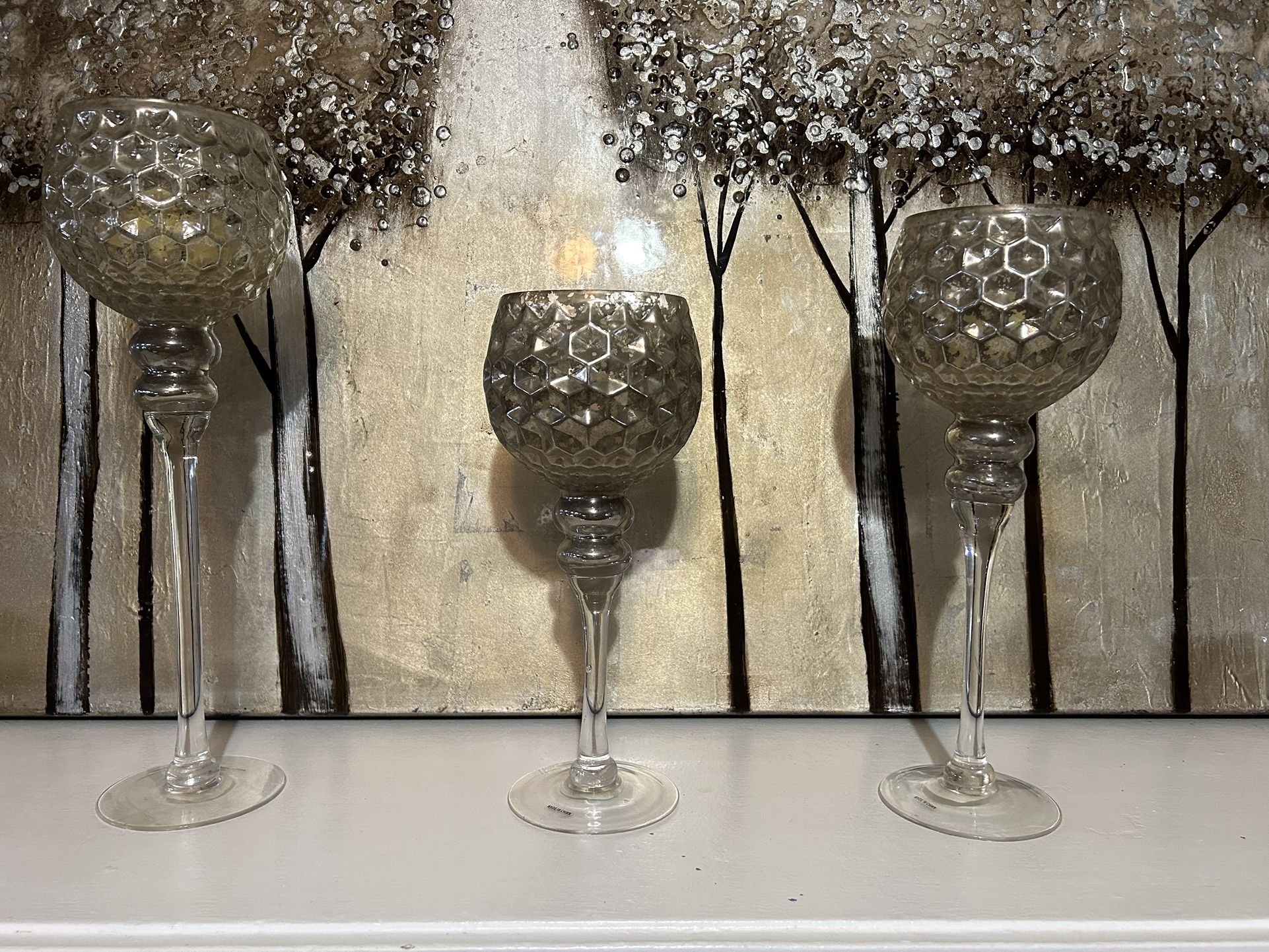  3 Glass Decor Candle Holders