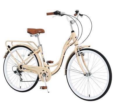 New Beach Cruiser Bike 26 inch Low Step - Through Bike Elegant Ladies Bike 7 Speed V - Brake