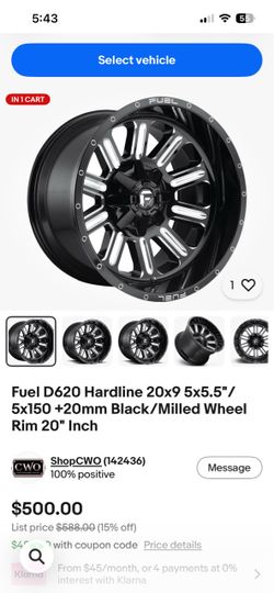 20” fuel wheel.. universal 6 lug