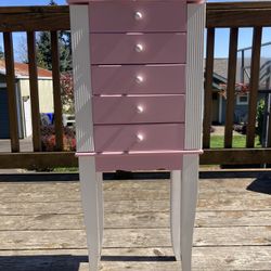 Handmade Pink And White Jewelry Dresser For Girls