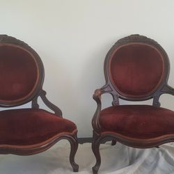 Vintage Victorian His and Her Chairs 
