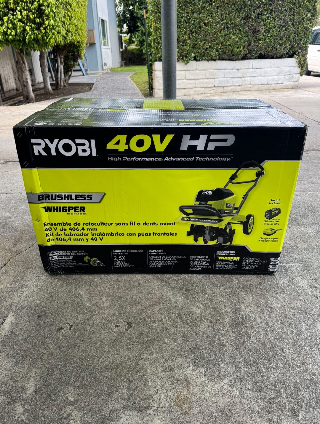 RYOBI 40V HP Brushless 16 in. Front Tine Tiller with Adjustable Tilling Width with 6.0 Ah Battery and Quick Charger