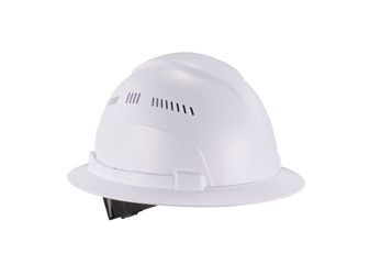 Ergodyne Skullerz 8968 Full Brim Vented Hard Hat, Lightweight, Adjustable 6-Point Ratchet Suspension, HDPE Shell, Class C , White