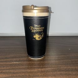 DISNEY World Typhoon Lagoon Souvenir DRINK TRAVEL CUP/MUG/Tumbler Faux Leather  