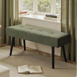 Green Corduroy Entryway Bench, Padded