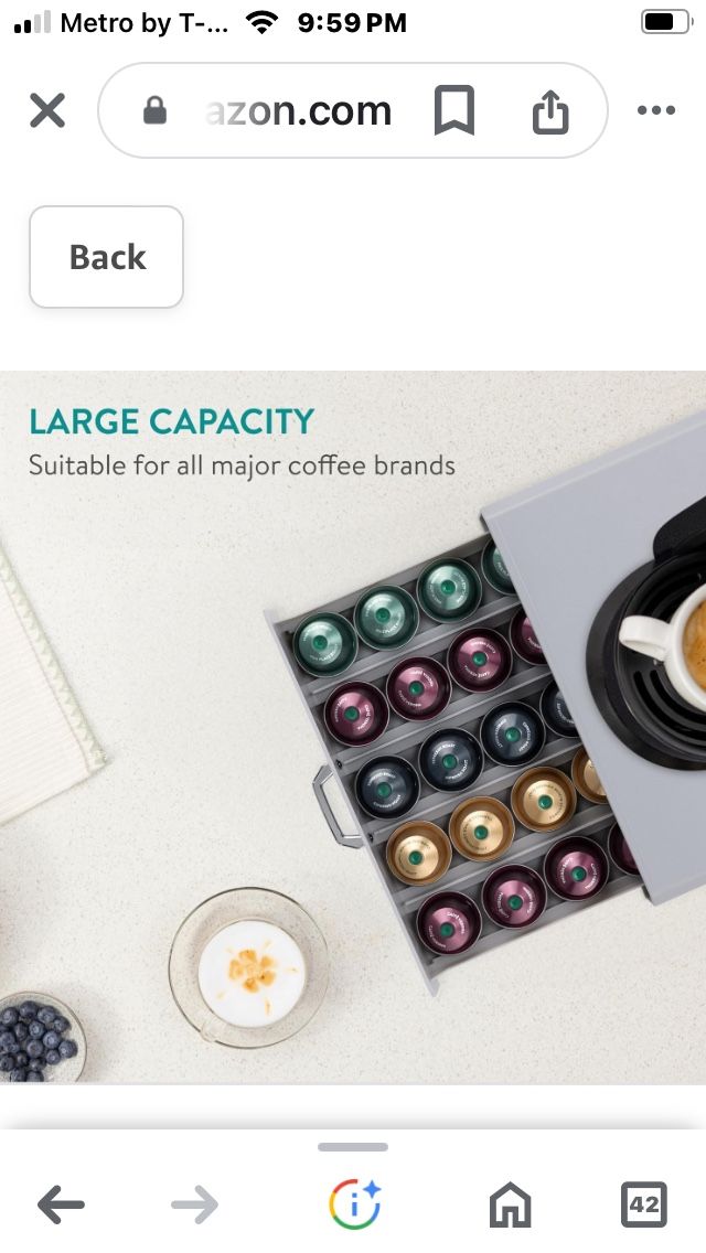 Navarro Coffee Pod Holder Drawer - 50 Capsule Storage Organizer Tray Counter Container - Fits Standard Sizes of Pods and Capsules - 1 Drawer Design … 