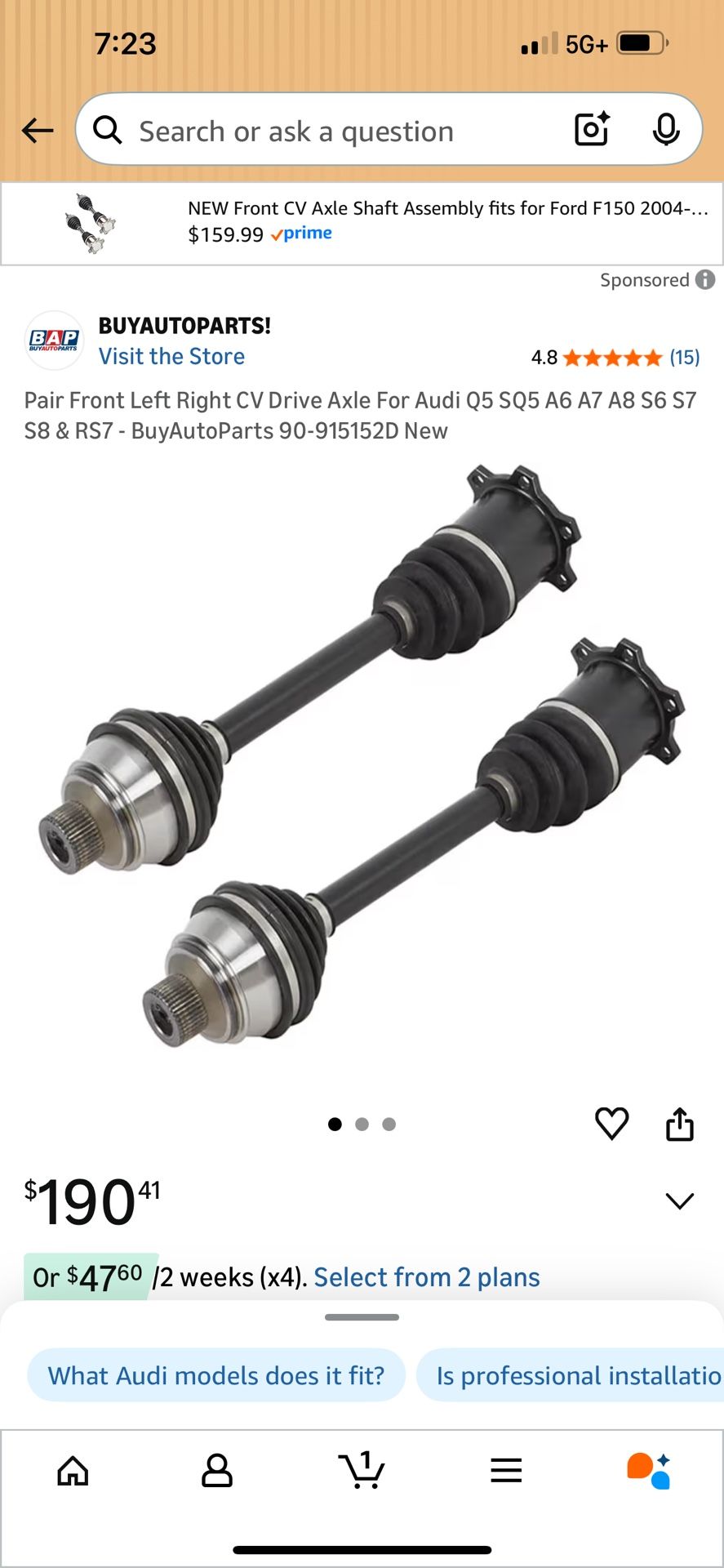 Front Pair 2017 Audi Q5 Axel brand New !!