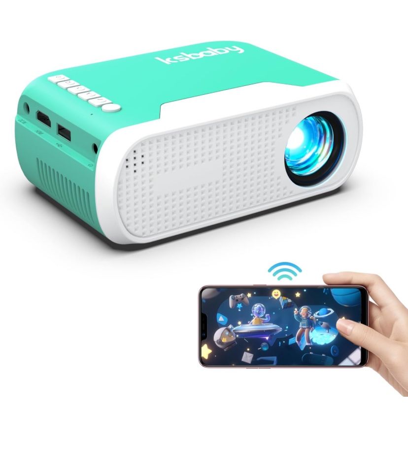 Mini Projector WiFi Home Theater Portable Projector, Phones Can Be Connected to The Movie Projector Via WiFi or Via Data Cable, Compatible With Smartp