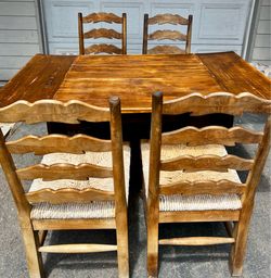 Solid Wood Dining Table and 4 Chairs Set