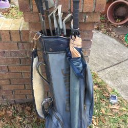 Golf clubs and bag