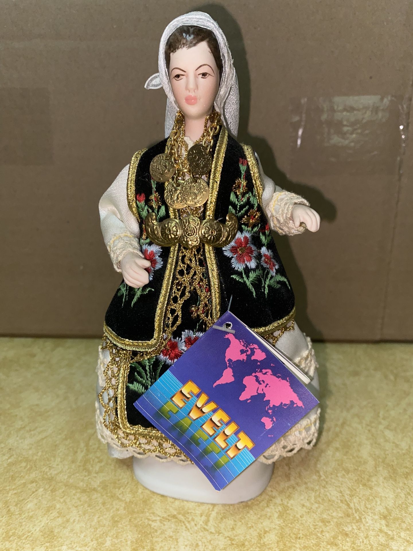 7.5 inch Vintage Evelt Handmade Greek Porcelain Doll 148 E Livanates Imported From Greece