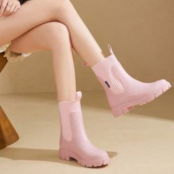 Women’s SHEIN Oyedens Chelsea Rain Boots for Women Waterproof Slip on Garden Rubber Rainboots Ankle Booties Size 8.5
