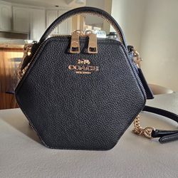 Coach hexagonal top handle crossbody handbag purse