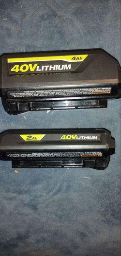 (2)Ryobi 40 volt lithium batteries ( 4-AH) -(2AH)
