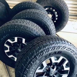 Like New Condition TRD Tacoma Off Road Edition. 265 75 R 16” Goodyear Wrangler A/T Territory 100% Complete W/sensors New Spare Set Of 5 $1000