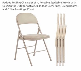 4 pack Folding chairs with cushion (Kakki)