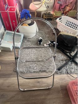 Modern Metal Acrylic Folding Chair Chrome -Room Essentials