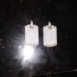 2 Silver Diamond Dog tags 