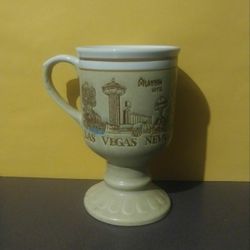 Stoneware Las Vegas Nevada Strip Aladdin Hotel Brown Souvenir Coffee Mug Cup Vintage Collectible Memorabilia Casino