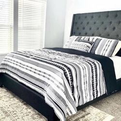  New King Size Grey Bed Frame- Mattress Not Included