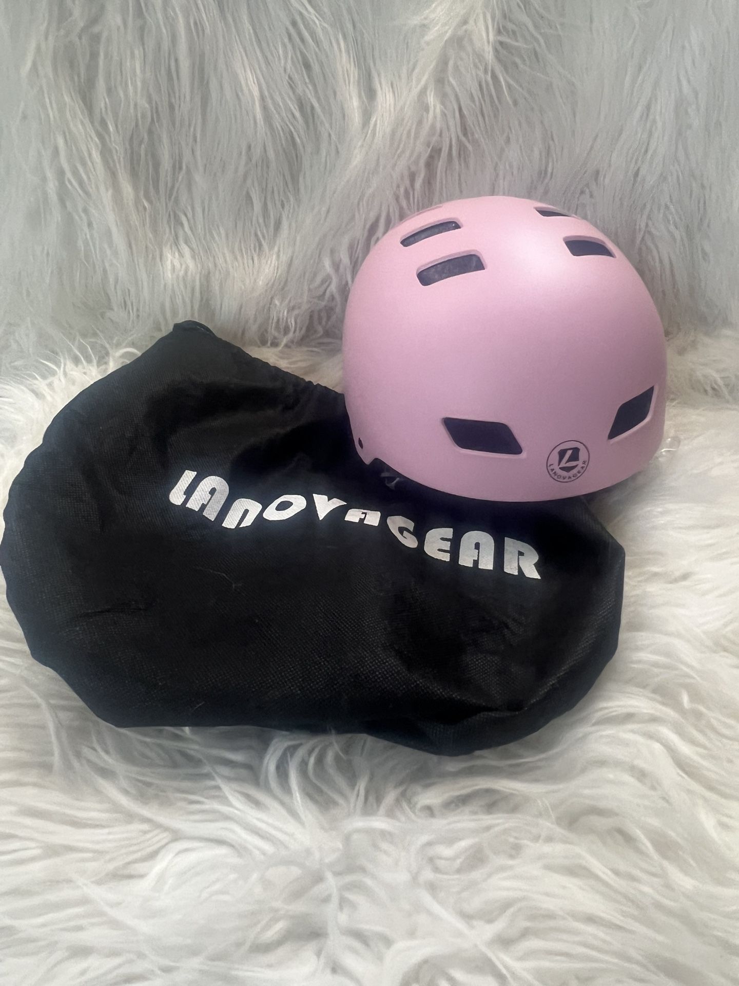 New Lanovagear Adjustable Pink Kids Bike Helmet Size M