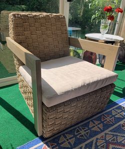 Coronado Seagrass Chair with Cushion (from Crate and Barrel)