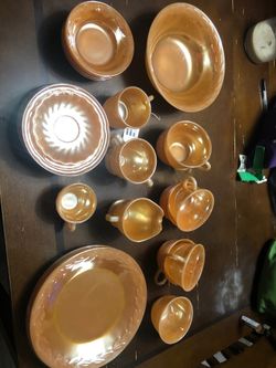 Peach fire king dish set