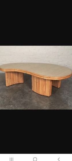 Vintage Bamboo Designer Coffee Table, Reeded, MCM