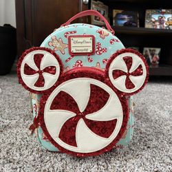 Disney Parks Holiday Peppermint Candy cane Backpack