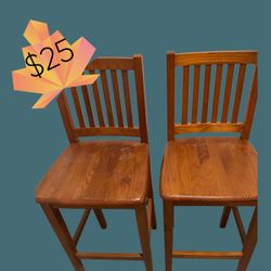 Pair Of Wooden Barstools Great Condition