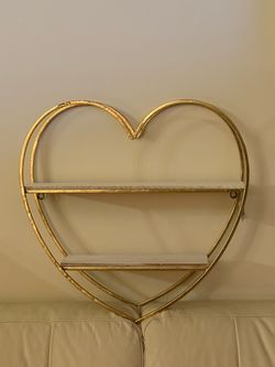 2- Gold Heart-Shaped Wall Shelf