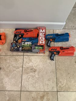Large Collection Of Nerf & Hasbro Toy Guns, Weapons & Clips