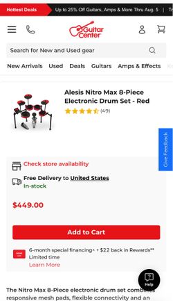 Alesis Nitro Mesh Drum Kit Red.